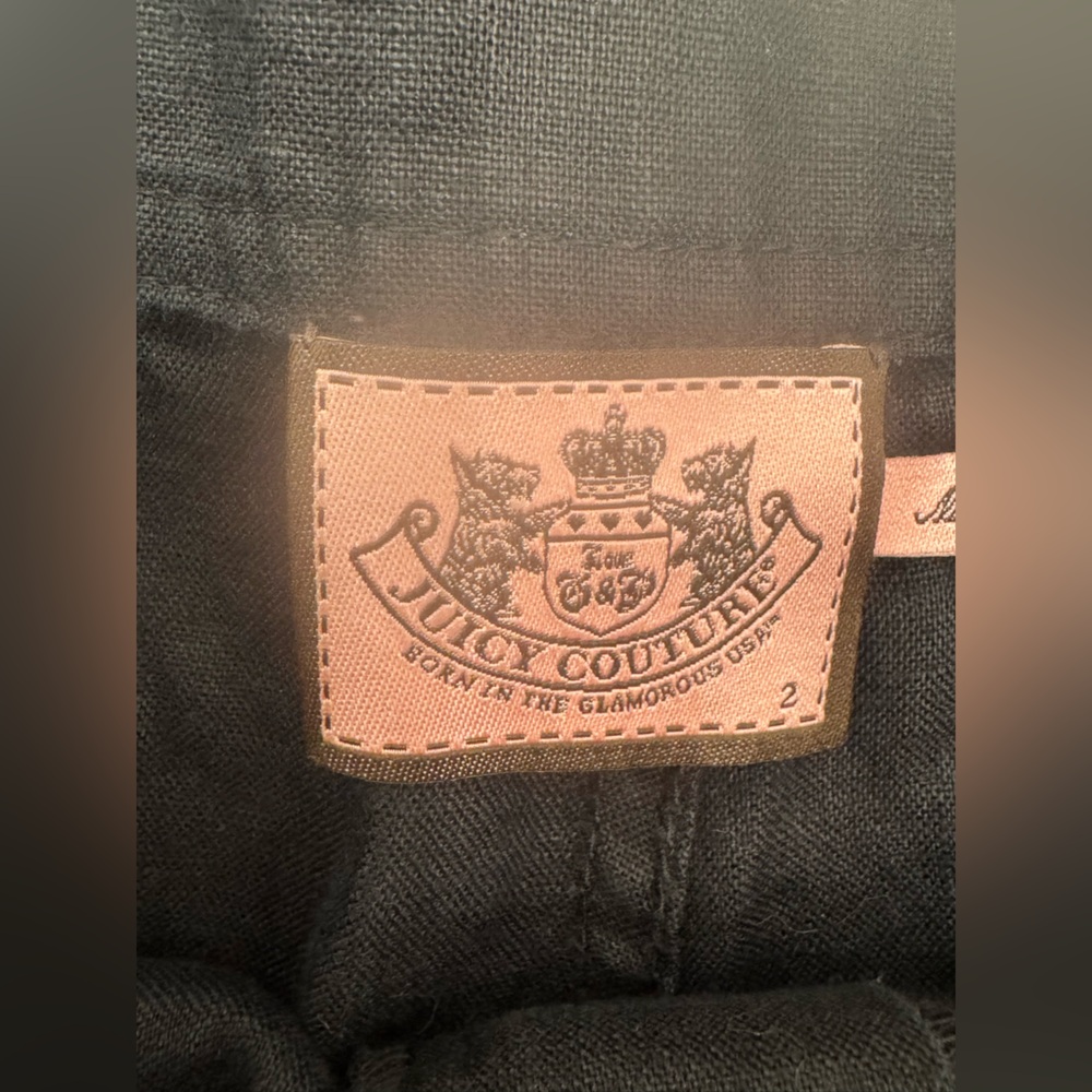 Juicy Couture Black Linen Shorts size 2 pockets preppy Y2K cruise resort wear - Picture 4 of 8